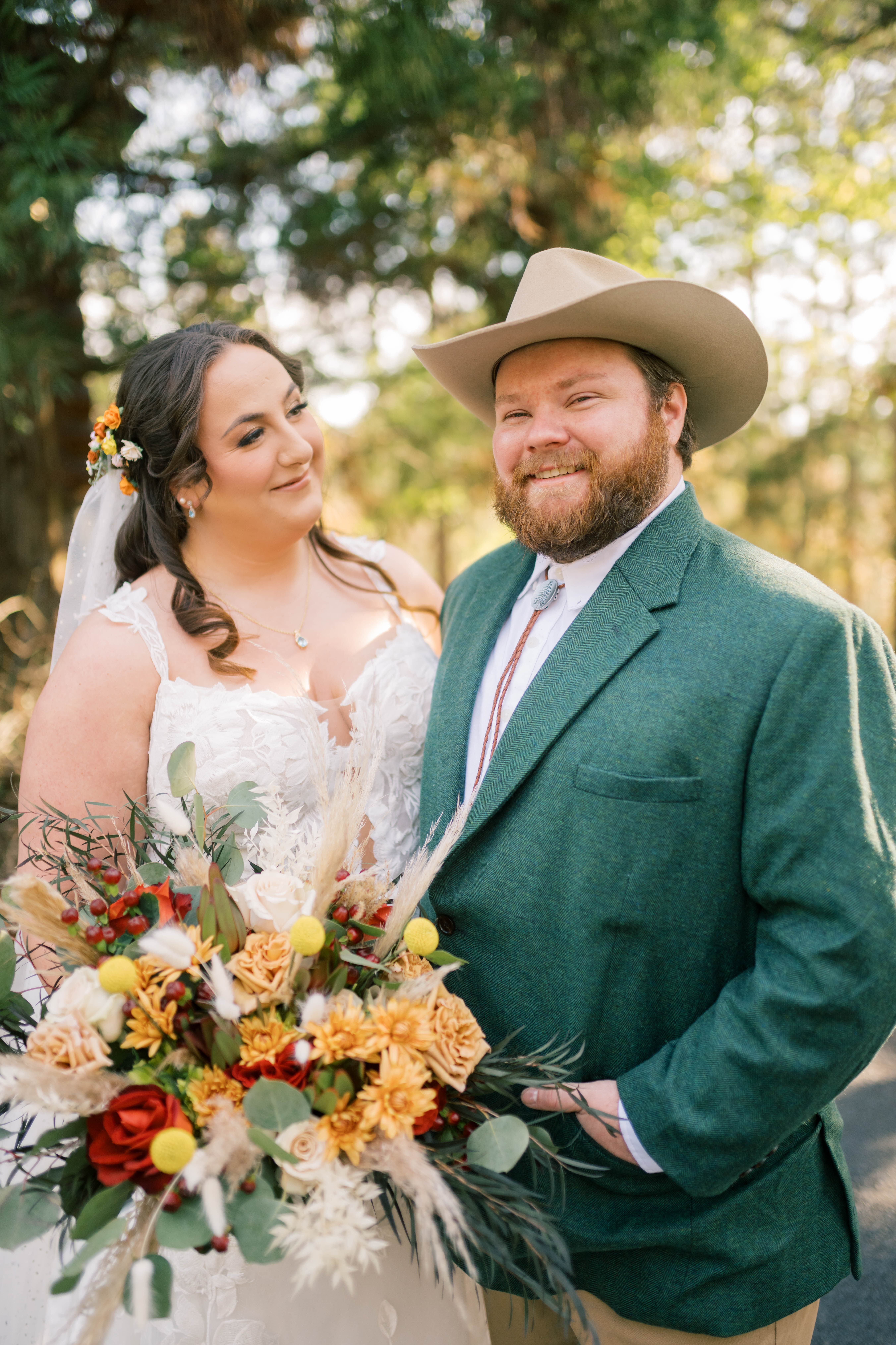 a man and woman on wedding day